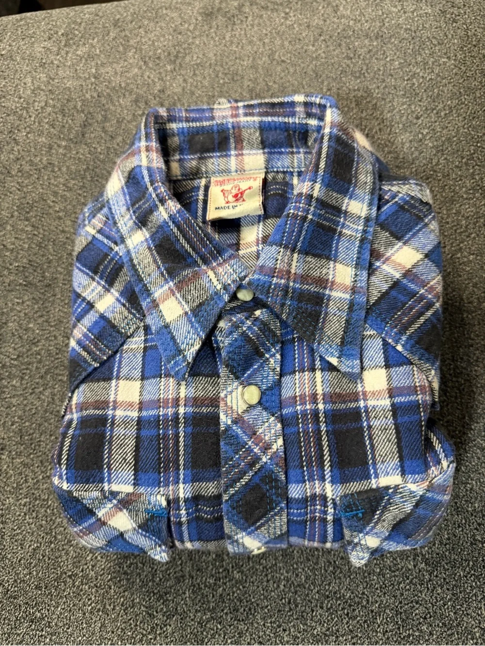 True Religion Men's Blue Plaid Casual Button-Down Shirt